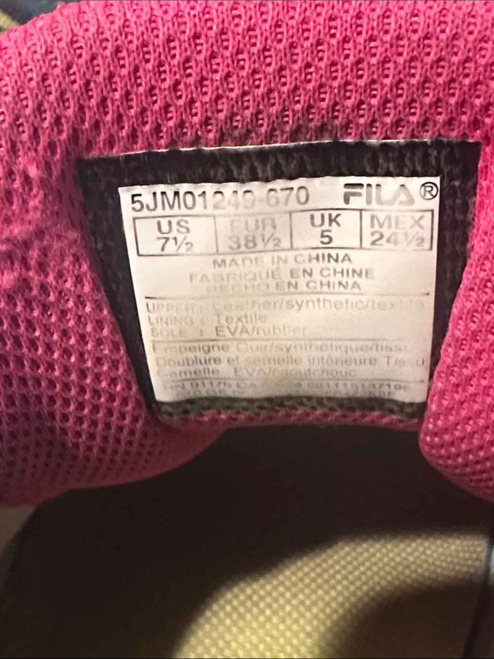 Fila Women's Pink, Black & Yellow Trail Sneakers